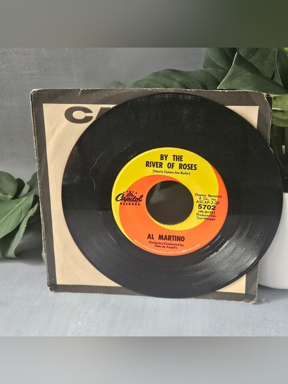 Al Martino 7-inch vinyl record of the song "Just Yesterday" released on Capitol